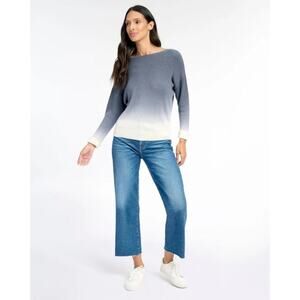 Splendid Gray White Wide Crew Neck Dip Dye Wren Sweater Size Large